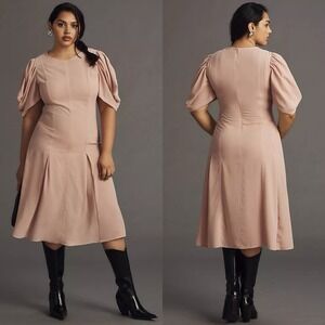 Anthropologie NWT Modern‎ Sheer Midi Dress Violet Ice Pastel Pink Unlined sz 14